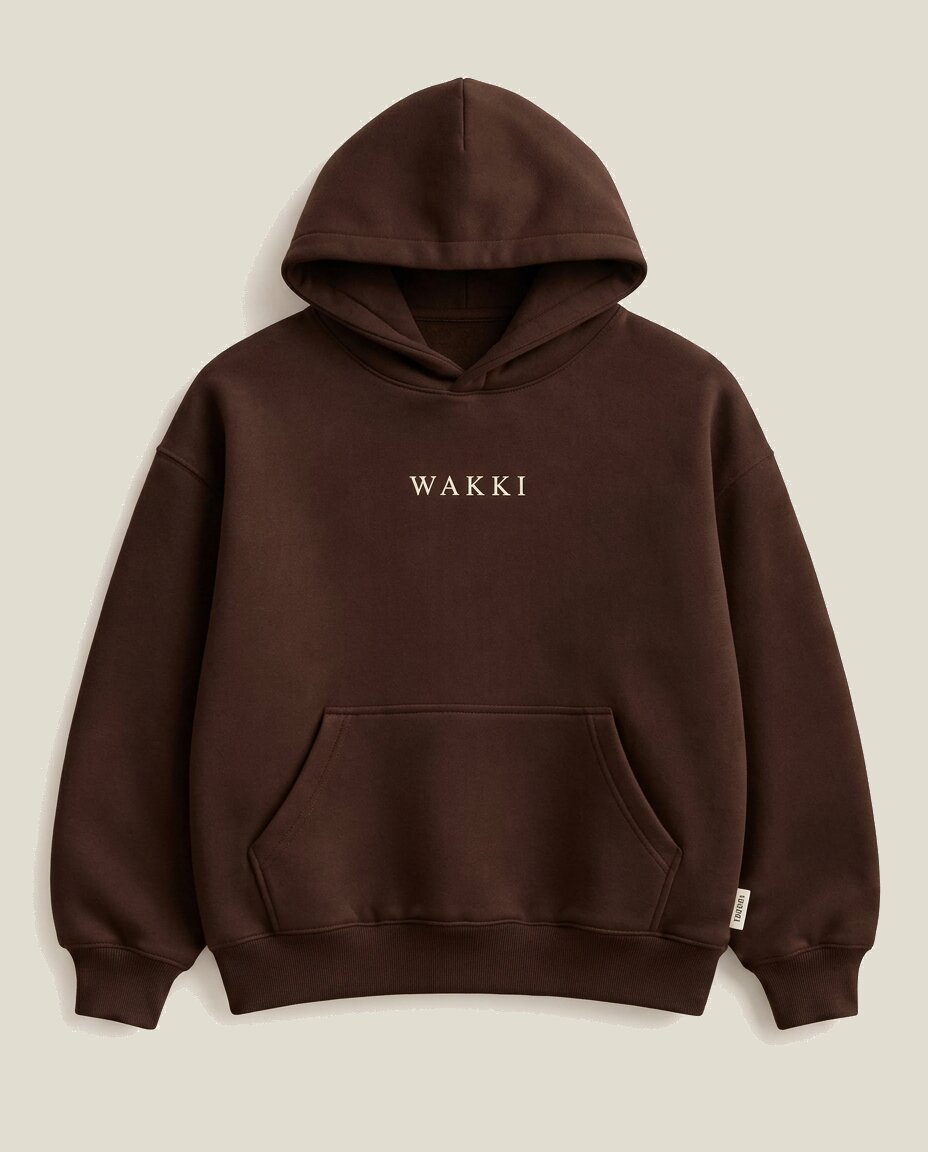 WAKKI Unisex Relaxed-Fit Hoodie in Chocolate Brown